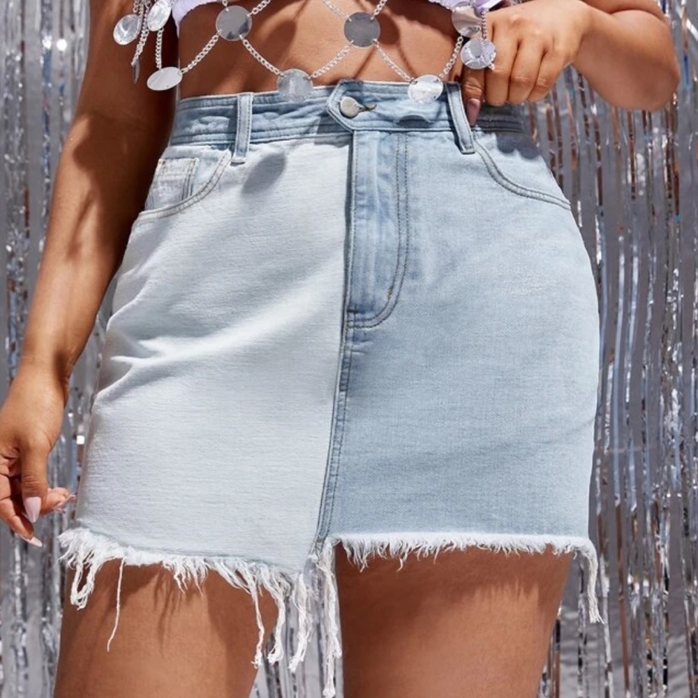 High waist denim skirt